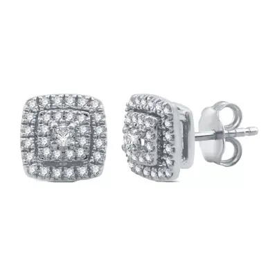 1/4 CT. T.W. Natural White Diamond 10K White Gold 7.4mm Cushion Stud Earrings