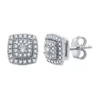 1/4 CT. T.W. Natural White Diamond 10K White Gold 7.4mm Cushion Stud Earrings