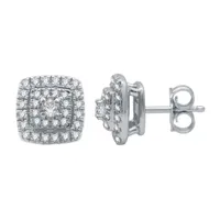 1/4 CT. T.W. Natural White Diamond 10K White Gold 7.4mm Cushion Stud Earrings