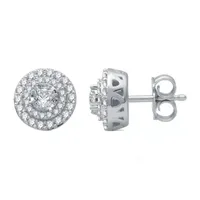 1/2 CT. T.W. Mined White Diamond 10K White Gold 8.8mm Round Stud Earrings