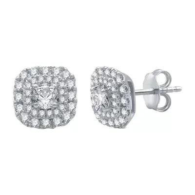 1/2 CT. T.W. Natural White Diamond 10K White Gold 8mm Cushion Stud Earrings