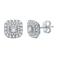 1/2 CT. T.W. Natural White Diamond 10K White Gold 8mm Cushion Stud Earrings