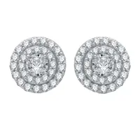 1 CT. T.W. Natural White Diamond 10K White Gold 11mm Round Stud Earrings