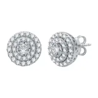 1 CT. T.W. Natural White Diamond 10K White Gold 11mm Round Stud Earrings