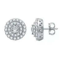 1 CT. T.W. Natural White Diamond 10K White Gold 11mm Round Stud Earrings