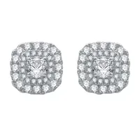 1 CT. T.W. Natural White Diamond 10K White Gold 9.6mm Cushion Stud Earrings