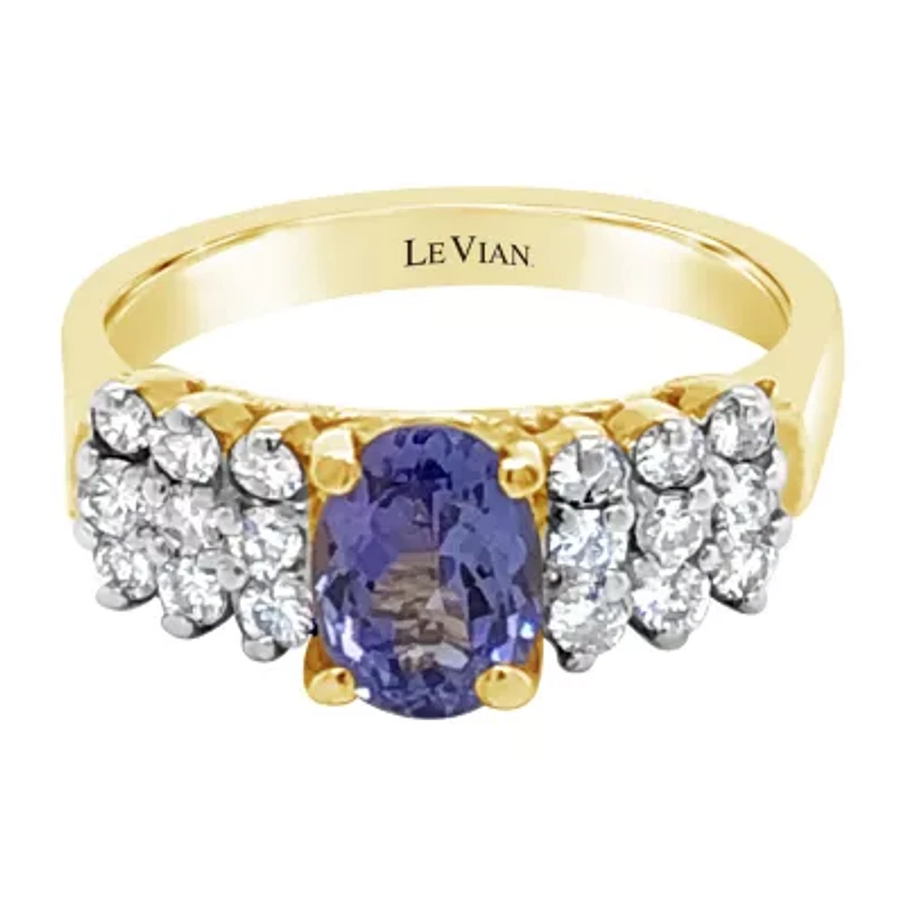 Le Vian® Grand Sample Sale™ Ring featuring Blueberry Tanzanite® 1/2 CT. Vanilla Diamonds® set in 14K Honey Gold