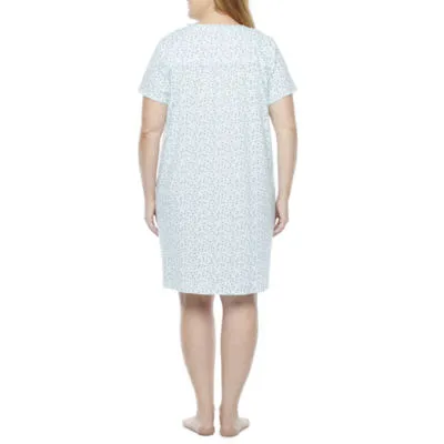 Adonna Womens Plus Short Sleeve Scoop Neck Nightgown