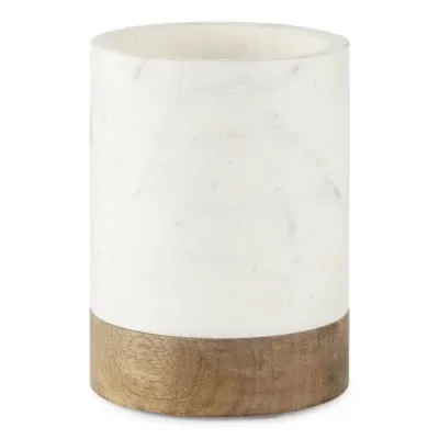 Linden Street Mango Wood & Marble Utensil Holder