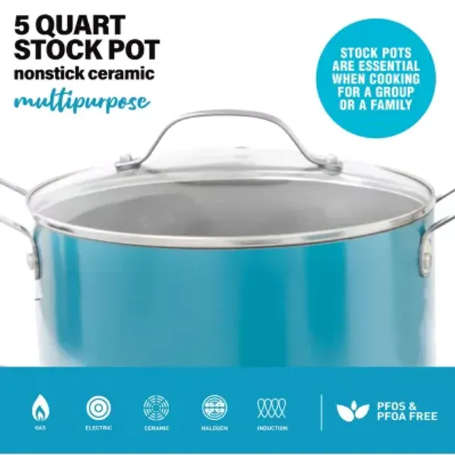 Gotham Steel Aqua Blue 3 qt Nonstick Sauce Pan with Glass Lid