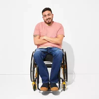 mutual weave Mens Easy-on + Easy-off Seated Wear Adaptive Stretch Fabric Straight Leg Jean