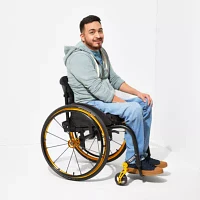 mutual weave Mens Easy-on + Easy-off Seated Wear Adaptive Stretch Fabric Straight Leg Jean