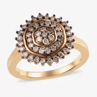 Starburst Womens 1/2 CT. T.W. Natural Champagne Diamond 14K Gold Over Silver Cluster Halo Cocktail Ring