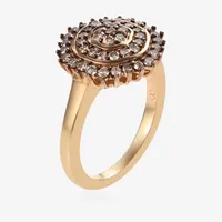 Starburst Womens 1/2 CT. T.W. Natural Champagne Diamond 14K Gold Over Silver Cluster Halo Cocktail Ring