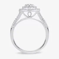 Womens 1/2 CT.T.W. Natural Diamond 10K or 14K White Gold Round Halo Engagement Ring