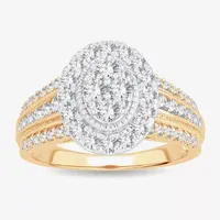 Womens 1 CT.T.W. Natural Diamond 10K or 14K Gold Oval Halo Engagement Ring