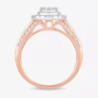 Womens 1 CT.T.W. Natural Diamond 10K or 14K Rose Gold Pear Side Stone Halo Engagement Ring