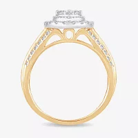 Womens 1/ CT.T.W. Natural Diamond 10K or 14K Gold Pear Side Stone Halo Engagement Ring