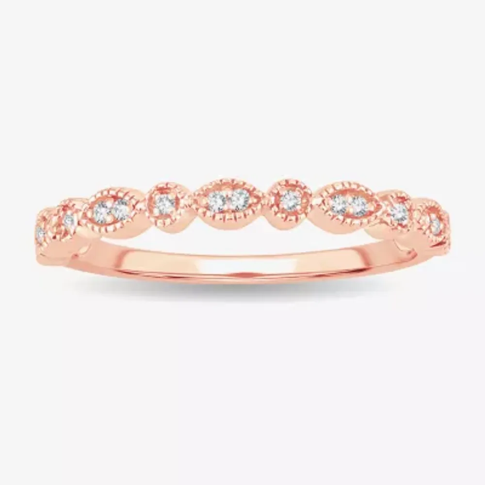 Diamond-Accent Wedding Band 10K or 14K Rose Gold