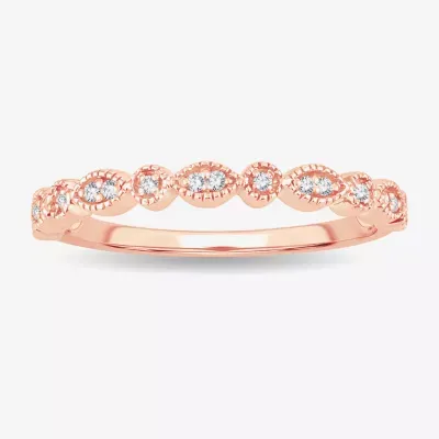 Diamond-Accent Wedding Band 10K or 14K Rose Gold