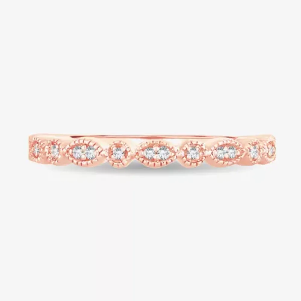 Diamond-Accent Wedding Band 10K or 14K Rose Gold