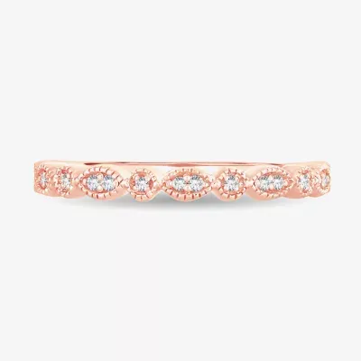 Diamond-Accent Wedding Band 10K or 14K Rose Gold