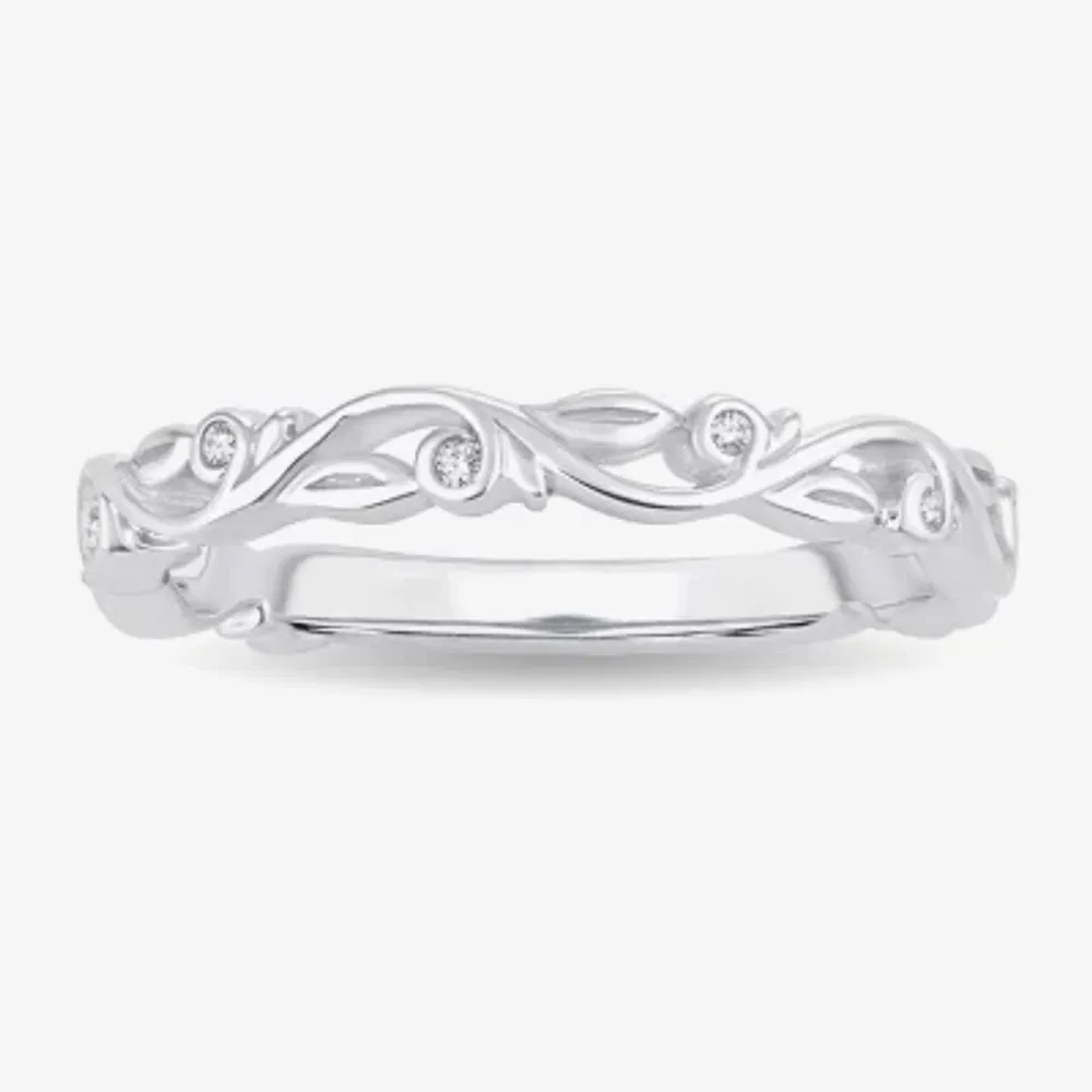 Diamond-Accent Wedding Band 10K or 14K White Gold