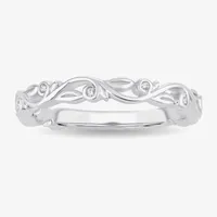 Diamond-Accent Wedding Band 10K or 14K White Gold