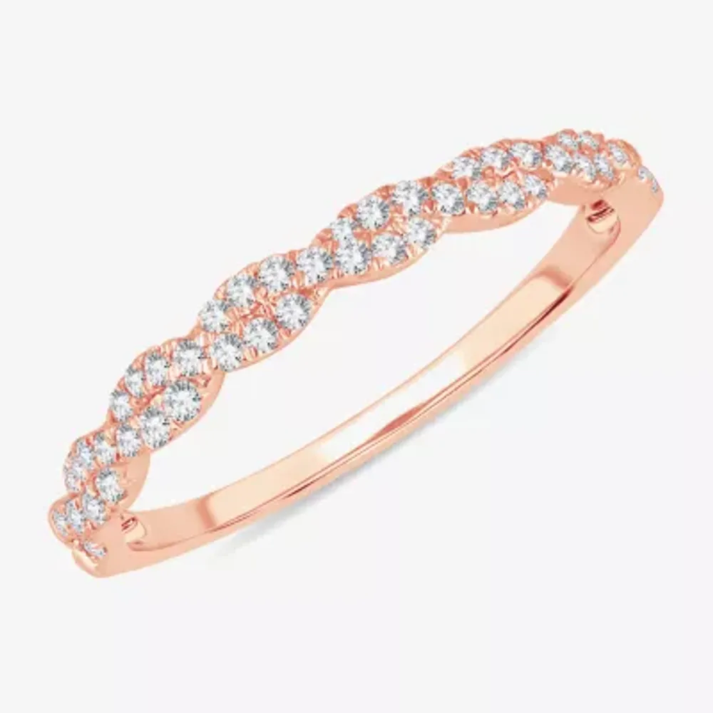 Signature By Modern Bride 1/5 CT. Natural White Diamond 14K Rose Gold Wedding Band