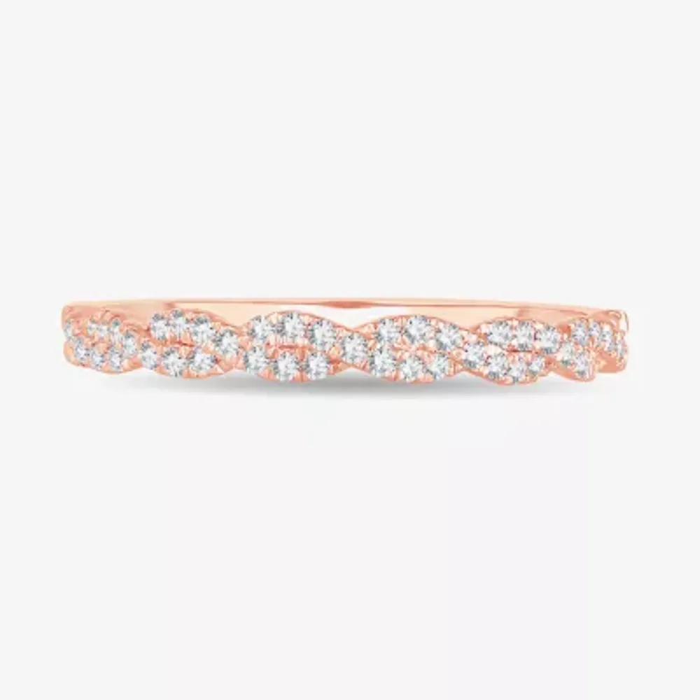 Signature By Modern Bride 1/5 CT. Natural White Diamond 14K Rose Gold Wedding Band