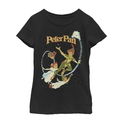 Little & Big Girls Crew Neck Short Sleeve Peter Pan Tinker Bell Graphic T-Shirt