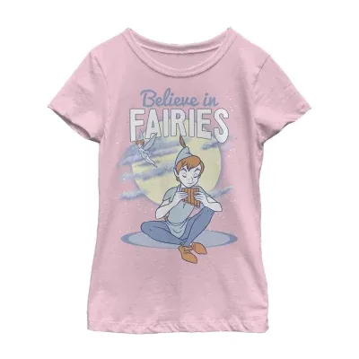 Little & Big Girls Crew Neck Short Sleeve Peter Pan Graphic T-Shirt
