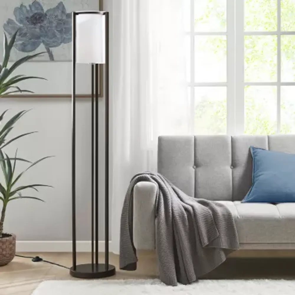 Martha Stewart Charlton Metal With Glass Shade Floor Lamp