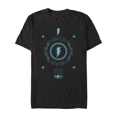 Mens Crew Neck Short Sleeve Shazam Graphic T-Shirt