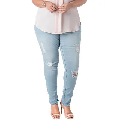 Poetic Justice - Plus Womens Mid Rise Belly Skinny Fit Jean