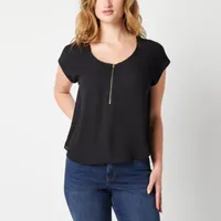 Bold Elements Womens Zip Front Blouse