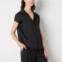 Worthington Womens Short Sleeve Regular Fit Button-Down Shirt