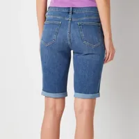 St. John's Bay Womens Mid Rise Secretly Slender Denim Bermuda Short