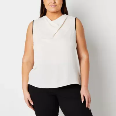 Worthington Plus Womens Cowl Neck Sleeveless Blouse