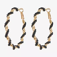 Mixit Gold Tone Glass Round Hoop Earrings