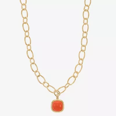 Monet Jewelry Womens Orange Zinc Cushion Pendant Necklaces
