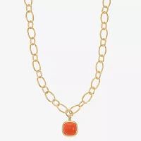 Monet Jewelry Womens Orange Zinc Cushion Pendant Necklaces