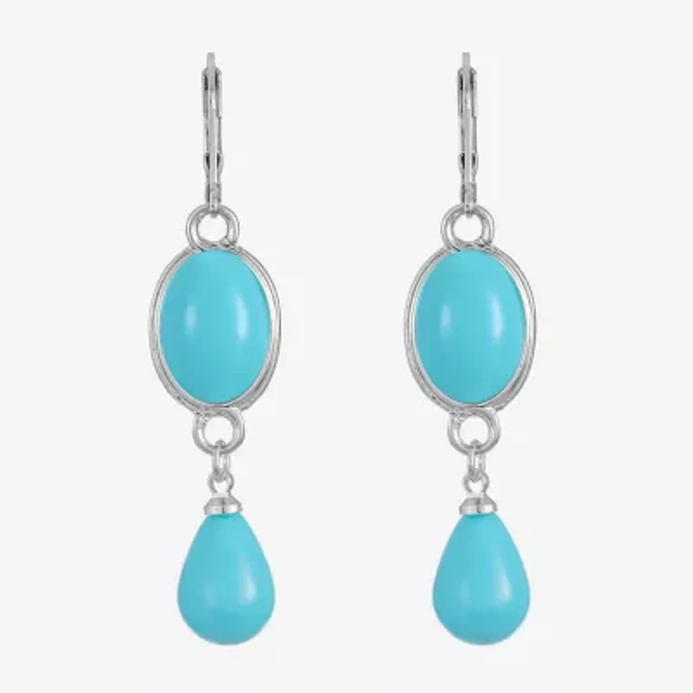Monet Jewelry Womens Green Cushion Drop Earrings