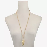 Monet Jewelry Gold Tone Feather 30 Inch Cable Pendant Necklace