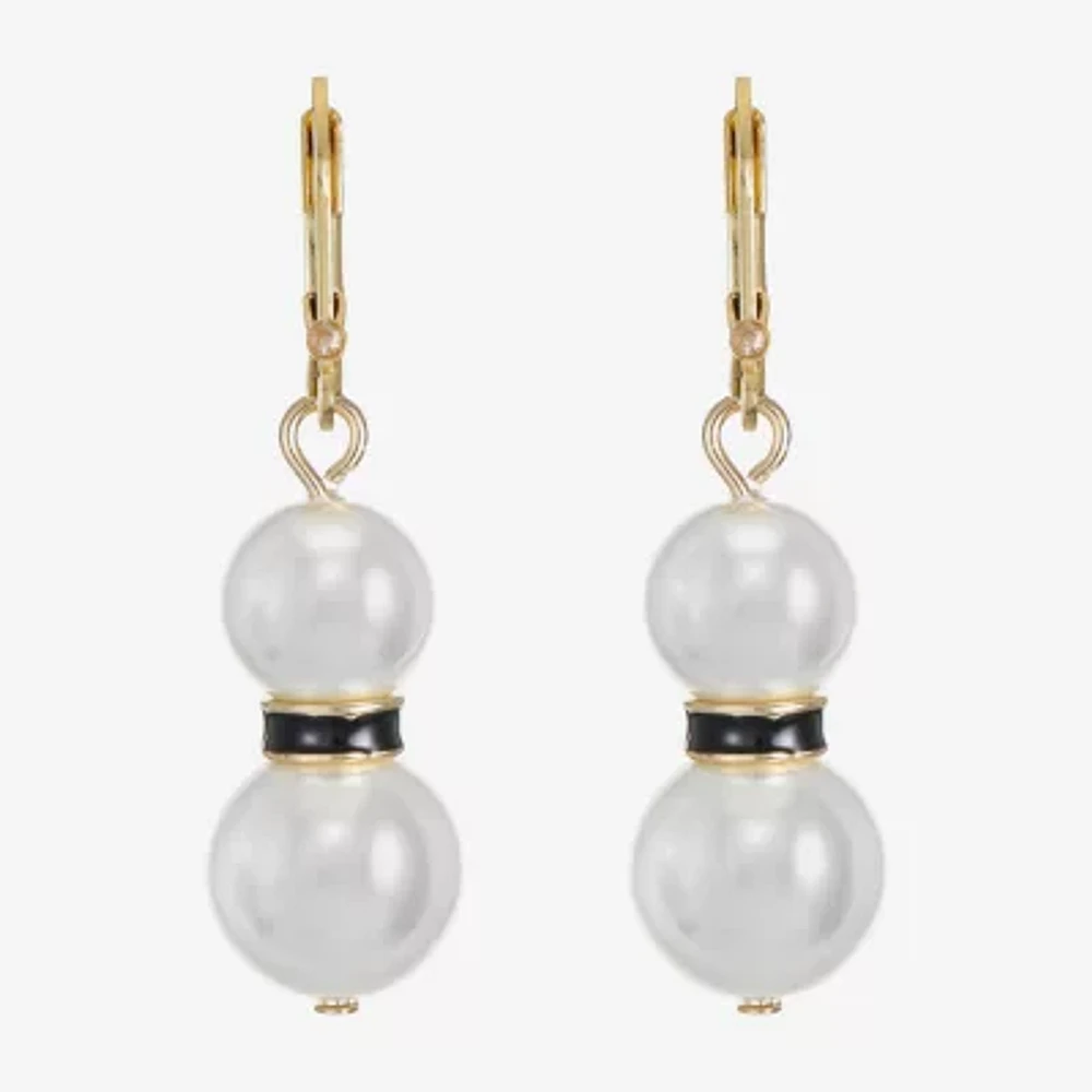 Monet Jewelry Gold Tone Simulated Pearl Round Drop Earrings