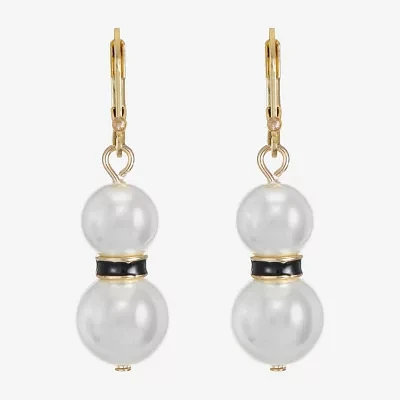 Monet Jewelry Gold Tone Simulated Pearl Round Drop Earrings