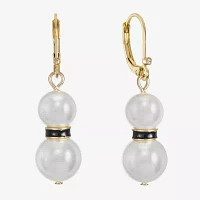 Monet Jewelry Gold Tone Simulated Pearl Round Drop Earrings