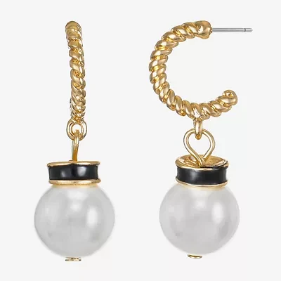 Monet Jewelry Gold Tone Simulated Pearl Round Drop Earrings