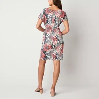 Robbie Bee Short Sleeve Puff Print Sheath Dress