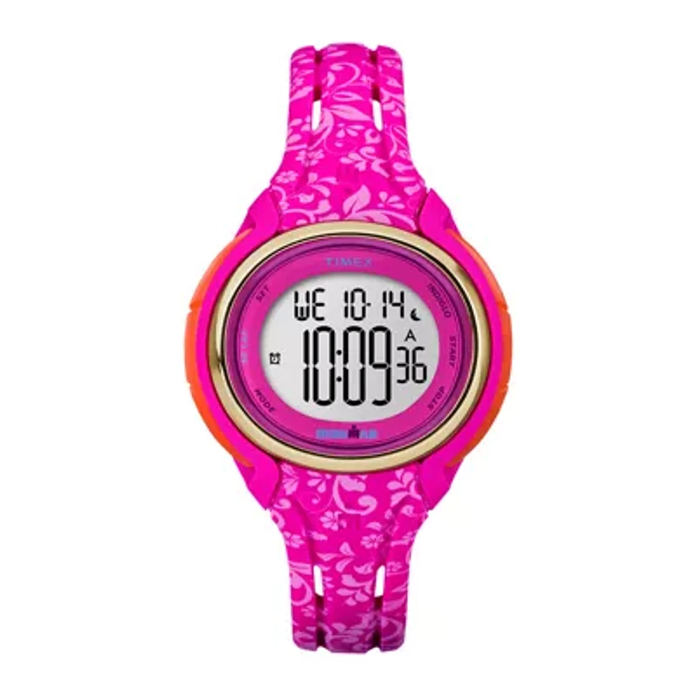 Timex® Womens Sleek Hot Pink Floral 50 Lap Strap Watch